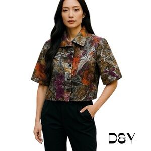 D & Y Metallic Silver Purple Cropped Jacket Size S